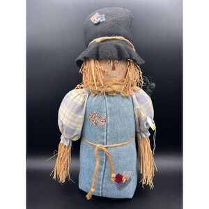 Adorable Scarecrow Plush Decoration Autumn Fall Harvest Home Decor Denim 18"